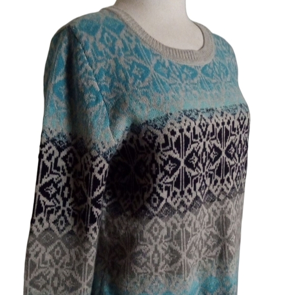 Talbots Nordic Lights Lambswool Blend Fair Isle Ombre Crew Neck Sweater Size Med - Picture 5 of 9